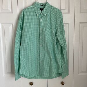 J. Crew Factory Men's Green White Gingham Flex Casual Shirt Size Large NWT Class